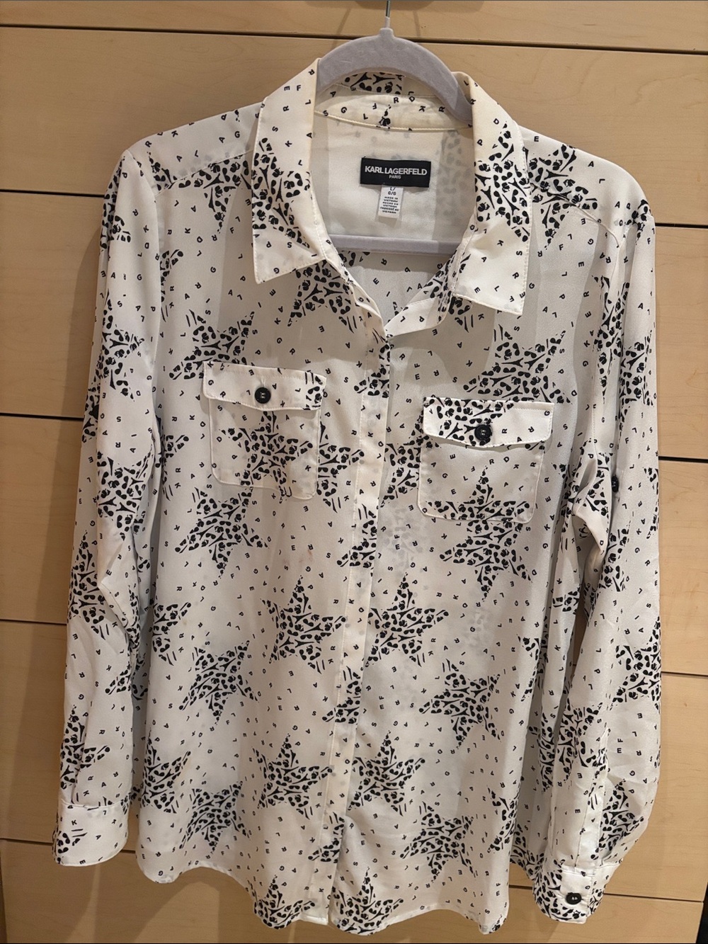 Elegant Karl Lagerfeld Button-Down Shirt with Black Star Karl Lagerfeld Print